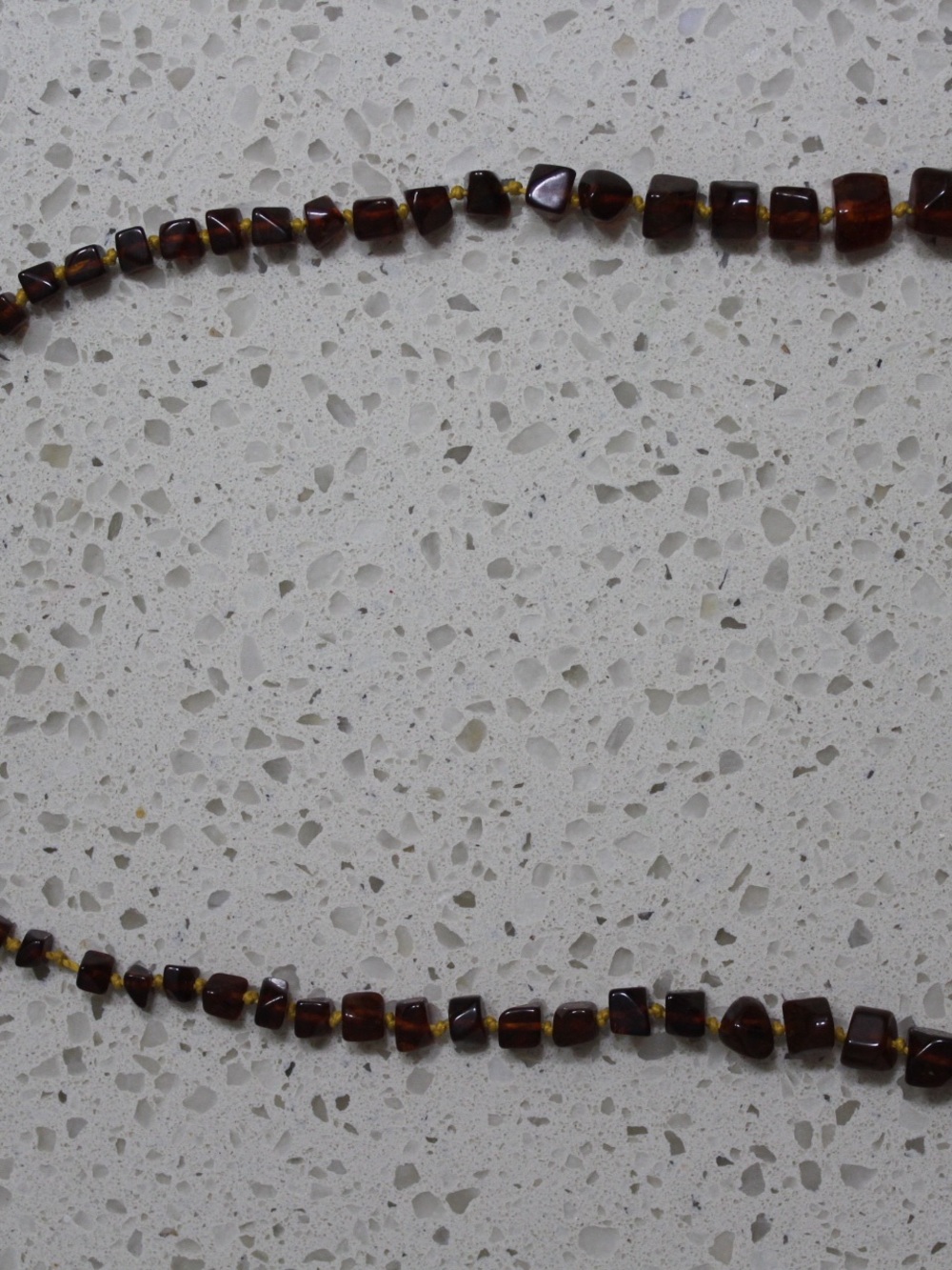 Amber Bead Necklace - Brown Stone Strand